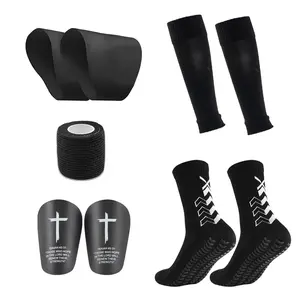 Outdoor Sports Socks Set, Non-Slip Ankle Socks with Sleeves, Elastic Bandage, Mini Leg Guards & Grip Tape, for Soccer Football Basketball Running, 2026 Football Professional Training Equipment