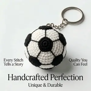 Original Handmade Football Keychain, Crochet Fan Pendant, Sports Style Bag Charm for Boys and Girls, Creative Fan Merchandise, Couple Birthday Gift Pendant, Cute Portable Charm, Lovely Doll Pendant, Creative Gift