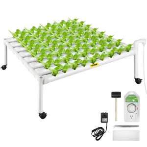 TikTokShopBlackFridayVEVOR Hydroponics Growing System, 72 Sites 8 Food-Grade PVC-U Pipes, 1 Layer Indoor Planting Kit with Water Pump, Timer, Nest Basket, Sponge for Fruits, Vegetables, Herb, White