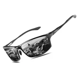 Polarized Mens Sunglasses: UV Protection Black Blue Shades for Men Sport Driving with Al-Mg Metal Frame BC2599