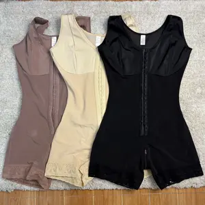 Bust-Enclosing One-Piece Shapewear with Reinforced Mesh Crotch, Zipper, Shoulder Straps, 3 Rows of Adjustable Buttons, Tummy Control, Hip Lift, Body Shaping Garment