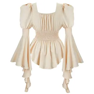 MILALEE Womens Tops and Blouses Victorian Pirate Skirt Costumes Steampunk Plus Size Renaissance Shirt Halloween Gothic Party Outfit 33046-ZC