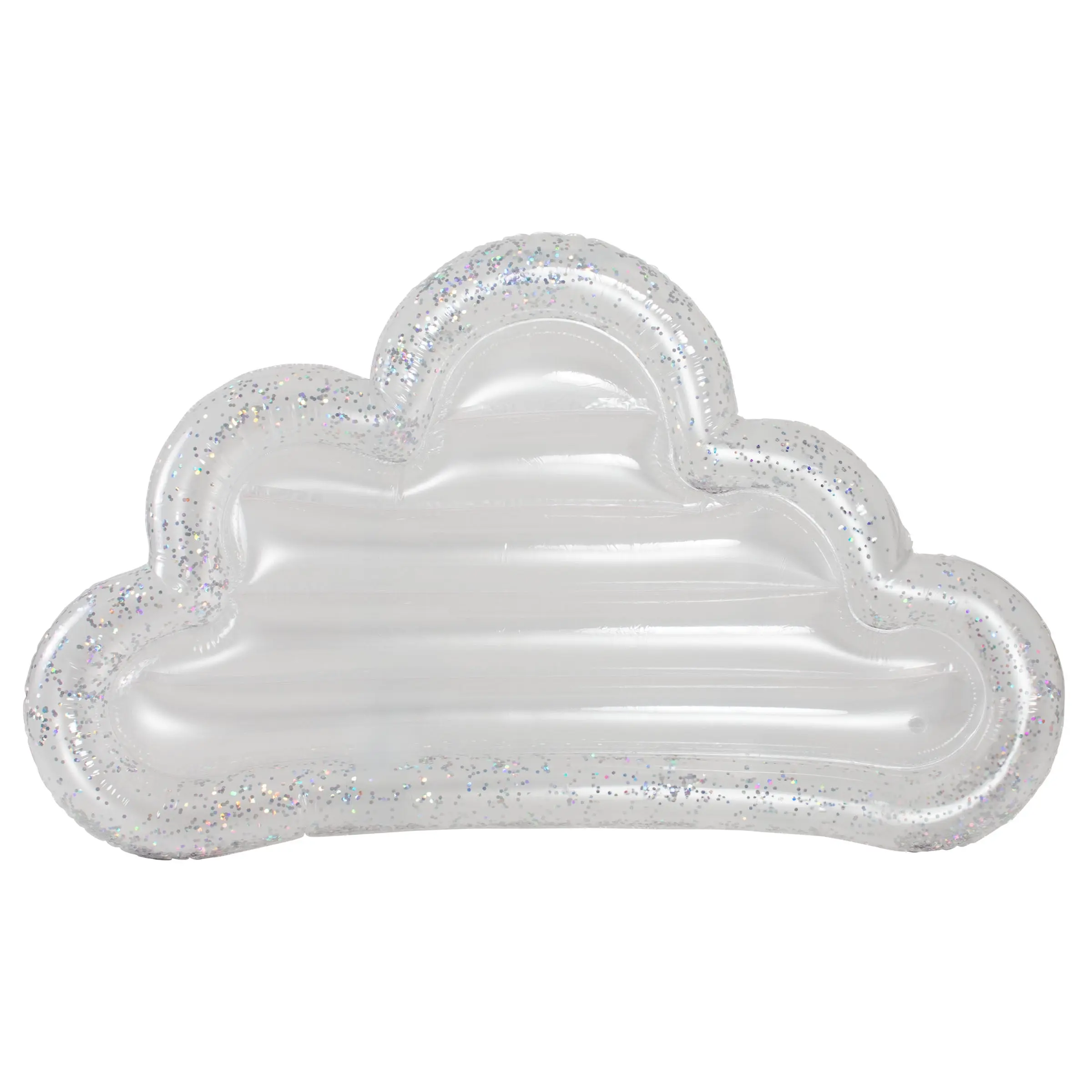 PoolCandy Giant Holographic Cloud-Shaped Pneumatic Inflatable Island Float - 72in Heavy-Duty PVC Outdoor Water Toy, Color-Changing Glitter, 250 lbs Capacity, Relaxing Lounge for 12+ Years