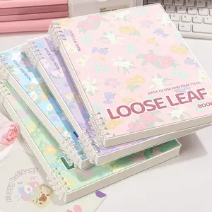 A5/b5 Loose Leaf Notebook with Floral Theme, 60 Pages for Daily Study and School Use, Stylish Journal for Office Supplies, Spiral Notebook Journal