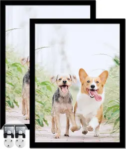 Black 5x7 Picture Frame Set of 2, High Transparent Picture Frames for 5 x 7 Photo Canvas Collage Poster Certificate Wall Gallery Horizontal Vertical 5 By 7