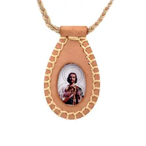 St Jude Leather Scapular Necklace