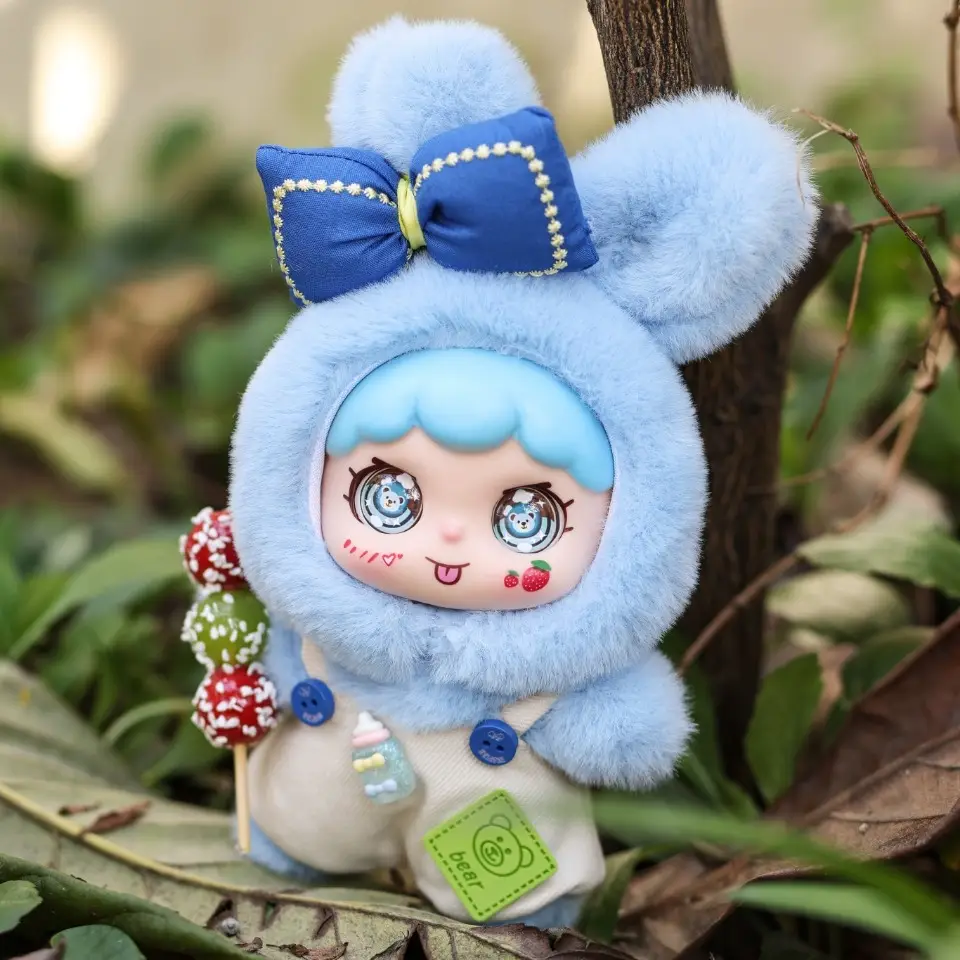 Cute Bunny Plush Keychain Not Blind Box Bag Pendant - Soft Canvas Blue Rabbit Key/Bag/Car Decoration - Mini Rabbit Charm for Women & Kids