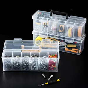 Tool parts storage box, multi-compartment portable transparent tool storage case, household screws, wrenches, hardware accessories classified storage box, toy organizer box, portable partitioned organizing and sorting box, Modular Wrench Organizer