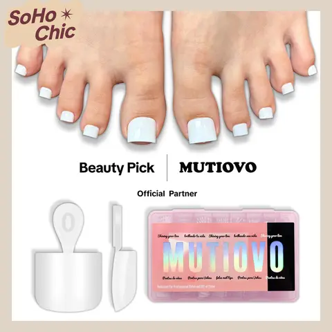 MUTIOVO Short Square Toe Nail Tips Pure Color White, Soft Gel Full Cover Fake Toenails Extension Kit, 224 Pcs 16 Sizes, No Glue Included, Need Builder Gel & Top Coat for Salon & DIY Pedicure
