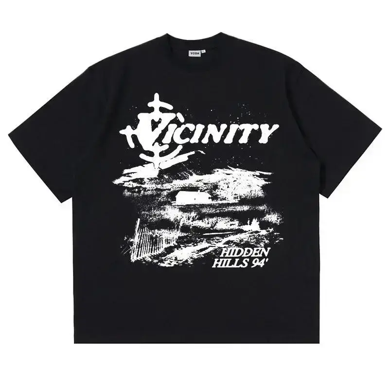 [tiktok shop deals]Men's T-Shirts Cotton Korean Fashion Graphic Y3k Tops Streetwear Short Sleeve Tees Harajuku Aesthetic Clothing oversized white