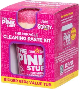 The Pink Stuff Cleaning Paste Kit + Squeezy Dual Sponge, 850g Value Tub, Multi-Surface Cleaner