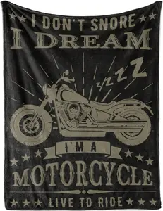 Motorcycle Gifts For Men, Throw Flannle Blanket For Motorbike Lover Biker Rider For Father's Day, Christmas, Birthday - I Don't Snore I Dream I'm A Motorcycle