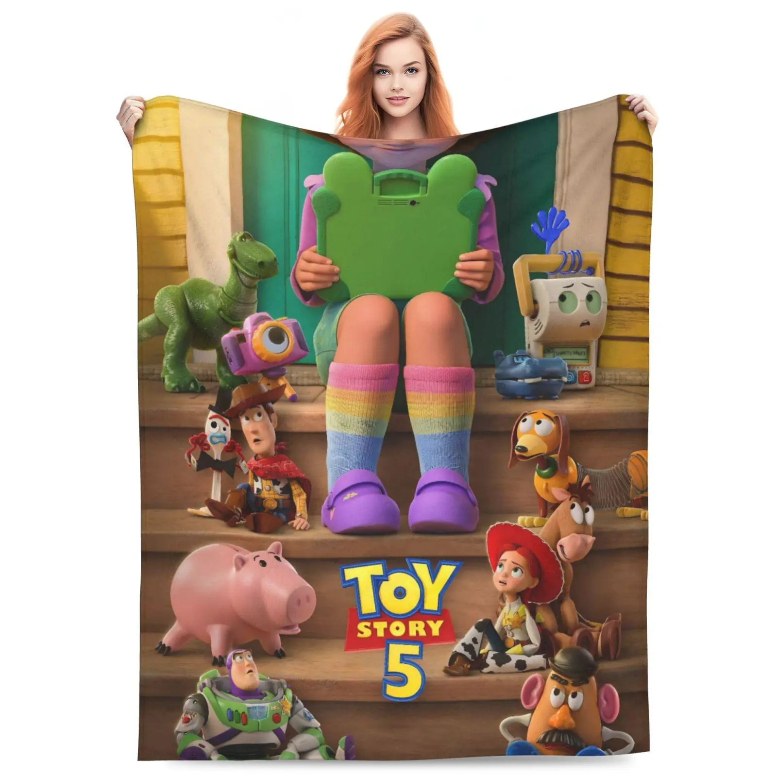 DISNEY CLASSIC Toy Story Throw Blanket, Ultra Soft Flannel Fleece Blanket with Woody, Buzz Lightyear & Jessie, Cozy Lightweight Warm Blanket for Kids Adults, All Season Bed Sofa