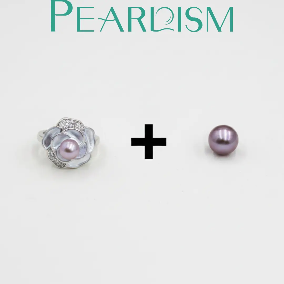 Pearl Ring  with  Freshwater Edison pearl gift  (1 pearls) [Open in live]｜Freshwater Pearl  Ring Adjustable Size Random Pearl Color in Jewelry