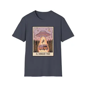 El Danger Taxi UFO Abduction T-Shirt | Alien Illustration, Retro Tarot Style