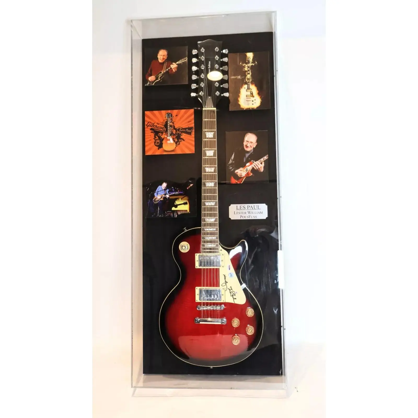 Les Paul Autographed Guitar with Deluxe Display Case — PSA COA