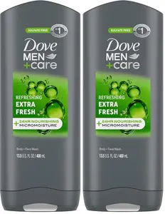 Dove Men + Care Body Wash and Face for Fresh, Healthy-Feeling Skin Extra Fresh Cleanser That Effectively Washes Away Bacteria While Nourishing Your 13.5 oz (Pack of 2)