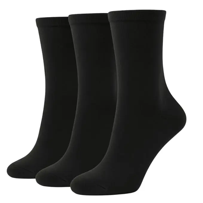 Sockscarving Bamboo Crew Length Socks, Pack of 3-Pairs, Ultra-Soft Bamboo Yarn with Spandex, Breathable, No-Slip Elastic