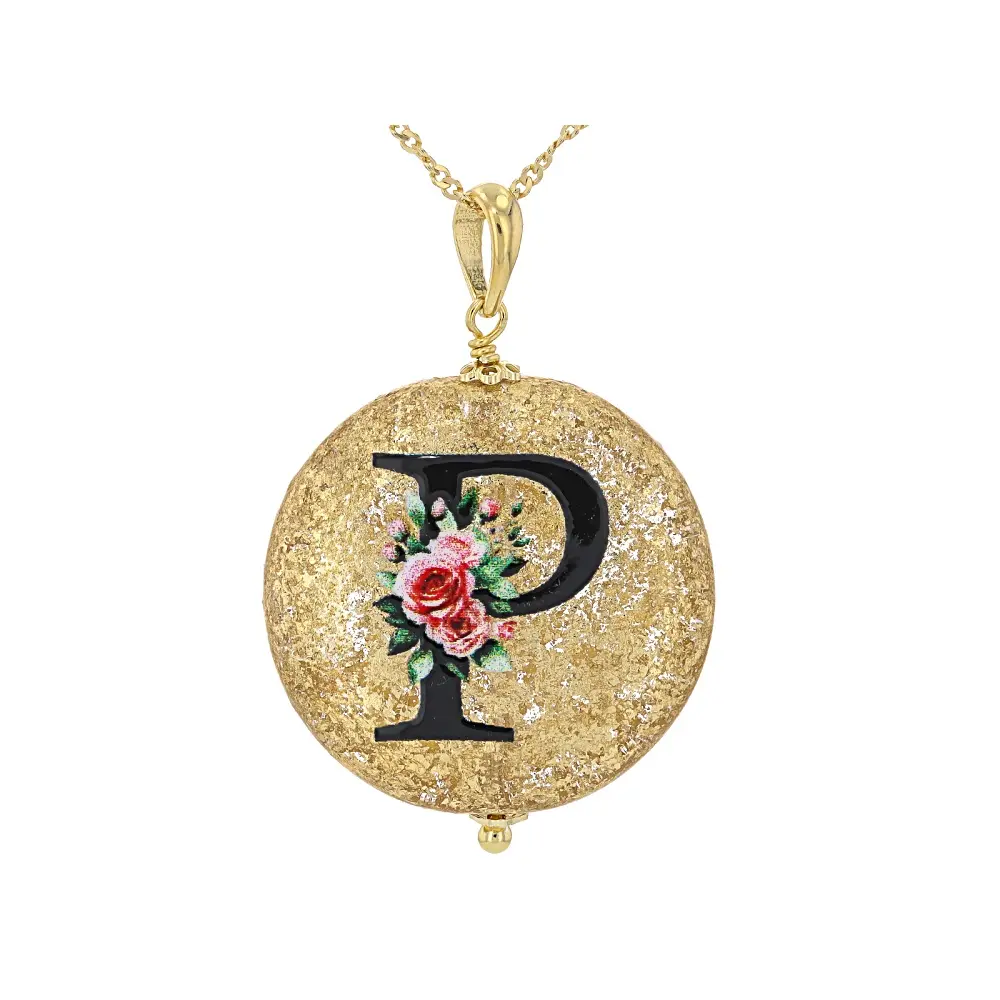 JTV Murano Glass Initial "P" Pendant with 18" Chain