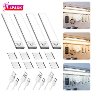 Under Cabinet Lights,76LED Motion Sensor Night Light Indoor，1500mAh USB Rechargeable Light，Magnetic Dimmable Lights for Kitchen, Stairs，Wardrobe