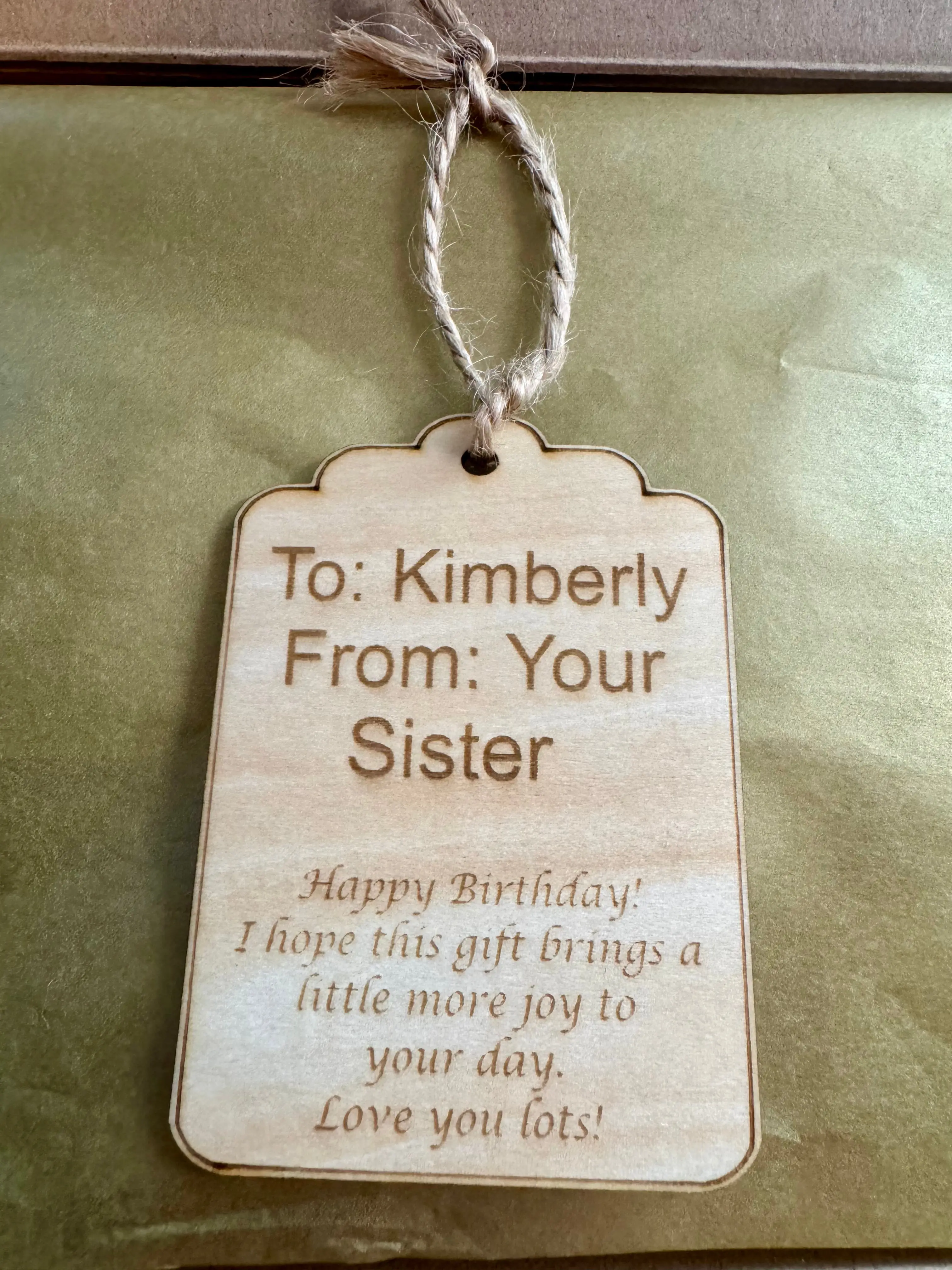 Personalized Engraved Wooden Gift Tag