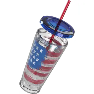 COOL GEAR 24oz Chiller 3-Pack - Patriotic Double Wall Insulated Top Shelf Dishwasher Safe BPA-Free for Cold Drinks Perfect for Summer BBQs and Celebrations - Drinkware