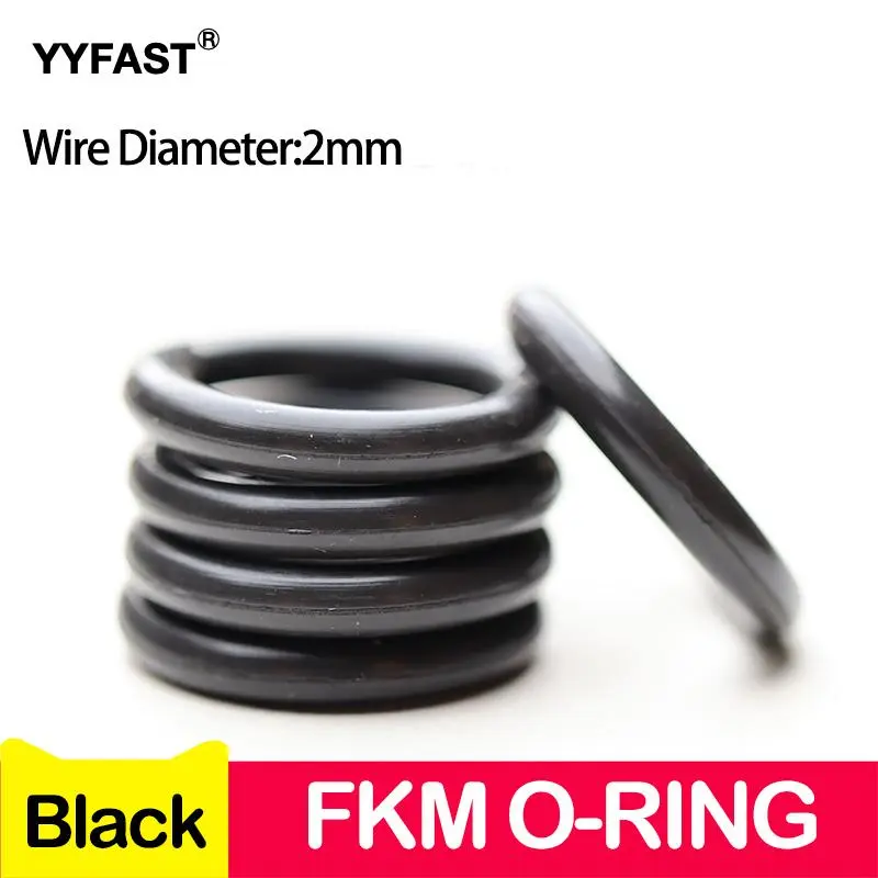 Black FKM O Ring Seal,High Temperature and Corrosion Resistance,Fluorine Rubber O-Rings Outer Diameter 5-220mm WD 2 mm