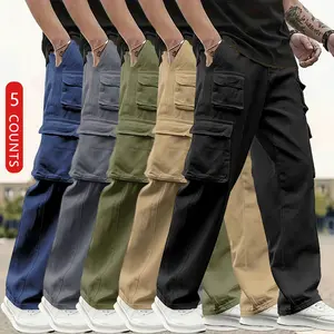 Heavyweight men’s all-season work pants with a multi-pocket design—solid-color casual outdoor long pants suitable for construction, hiking, and everyday wear (comfortable year-round, durable and versatile)—an ideal holiday gift.