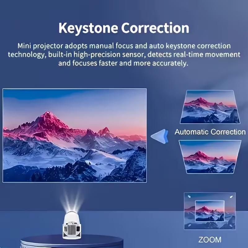 Projector with WIFl 6 and Bluetooth support, HD supportportable projector, 180 rotatable 130 "screen movieprojector, automatic keystone correction, compatible with laptop, PC, smartphone (white) audio automatic cableHDMl speaker Wireless Android