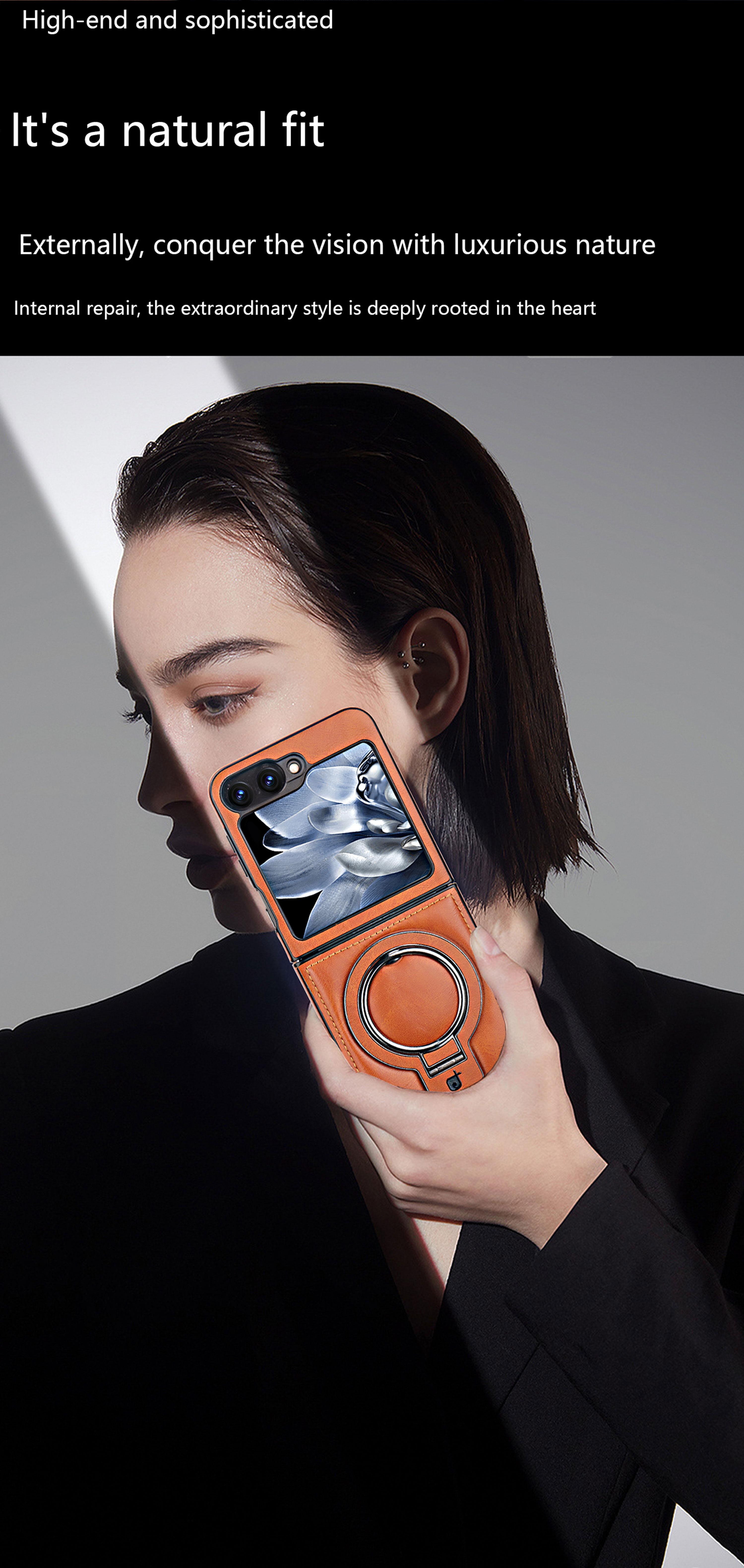 New Luxury High-end Leather Magnetic Folding Stand Phone Case for Samsung ZFlip7/ZFlip6/ZFlip5/ZFlip4/ZFlip3 Foldable Screen Business Full Shockproof Protective Case