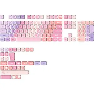 140  MOA Keycaps, Dye-Sublimation PBT Custom Keycap Set for MOA Profile, Cute Purple Gradient Keycap for MX Switches Mechanical Gaming Keyboard(Purple)