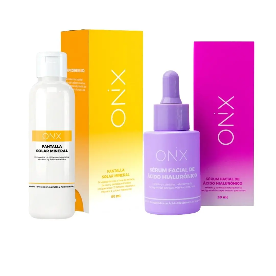 Onix Skincare Acido Hialuronico 30ml + Protector Solar Facial 60ml Hyaluronic Serum Hialuronico Sunscreen Serum Kit Hydrate Moisture Spf  Moisturizer