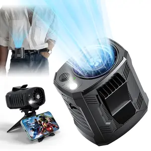 Portable Waist Clip Fan, 10000RPM Turbo Cooling, 16H Rechargeable, 4-Speed Hands-Free Fan for Construction, Warehouse, Outdoor Work