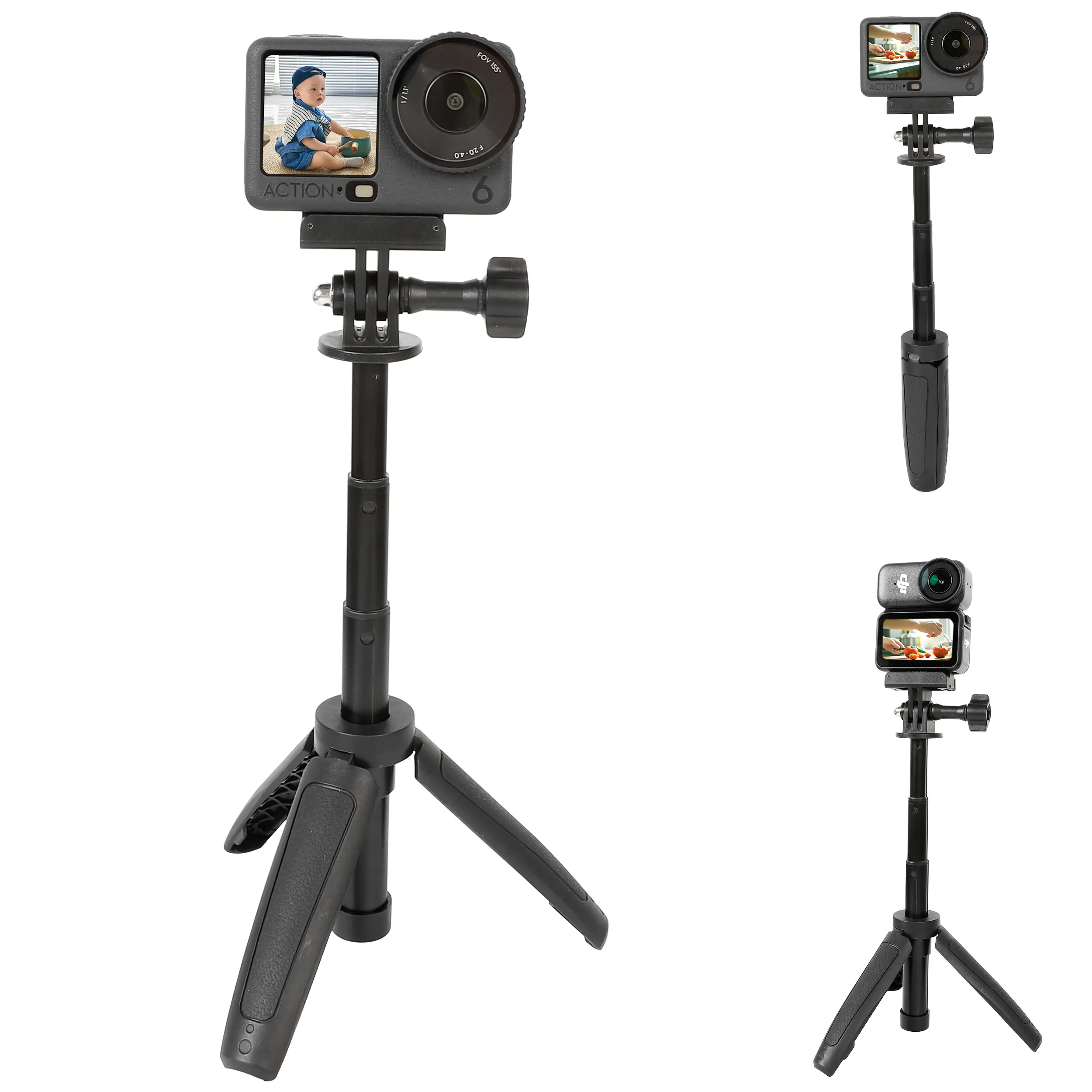 Pellking Silicone Quick-Release Extension Rod Tripod, Mini Selfie Stick for DJI Osmo Nano & Action 6 Camera
