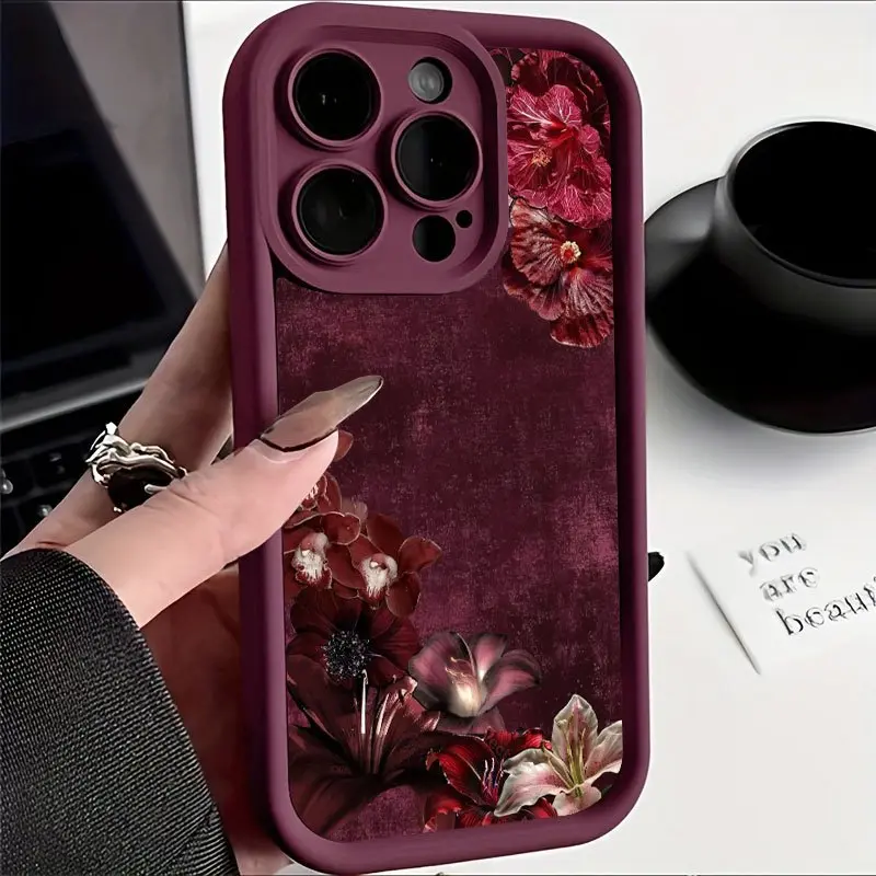 Phone Case - The Plush Curtain Floral Design Is Suitable for TPU Patterns for The Iphone 17 Pro Max Case, Compatible with Iphone 16 Pro Max/15/14/13 Pro/12/11/7/8 Plus/X/Xr/Xs Max. It Features a Easy And Creative Design with High Aesthetic Value