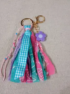 Boho Tassel Keychain – Purple Flower Charm