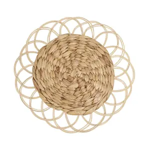 Saro Lifestyle  Natural Blend Rattan & Hyacinth Charger Plate - Natural - Set of 4