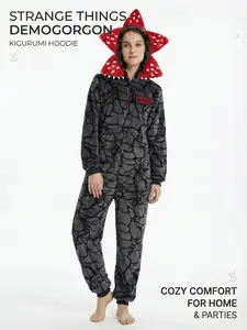 Stranger Things Adult Demogorgon Costume Pajamas, Fall Winter Thick Flannel Sleepwear, Unisex Halloween Cosplay, Creative Gift