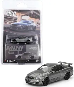 Mini GT 1:65 Nissan Skyline GT-R Dark Metal Gray (NISMO BNR34 CRS Version) Diecast Model Car MGT01160