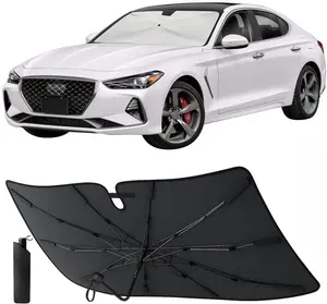 EcoNour Premium Umbrella Windshield Sun Shade for Car Foldable UV Blocker 52"x31" 4-Layer Reflective Build Enhanced Cooling Technology Fit for Sedan & Hatchbacks