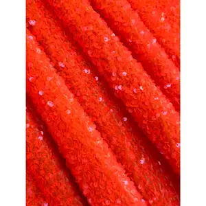 Neon Orange Sequin on Velvet