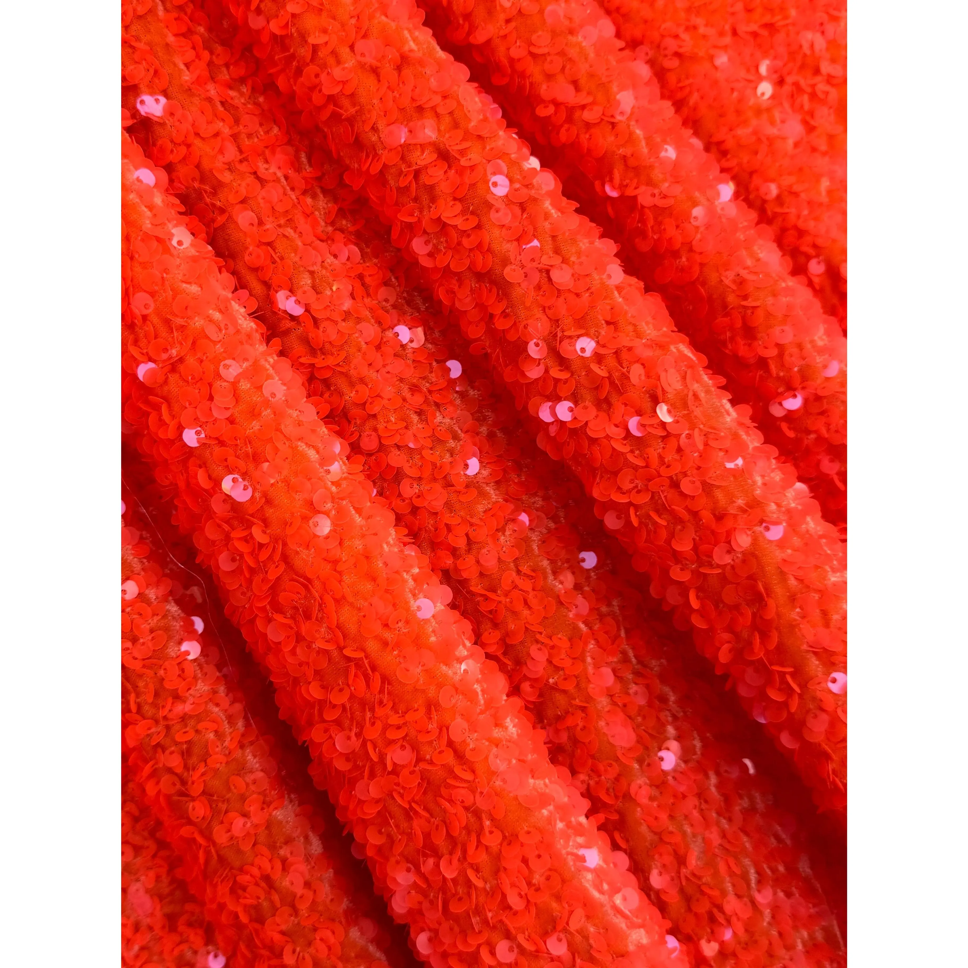 Neon Orange Sequin on Velvet Neon Orange Sequin on Velvet