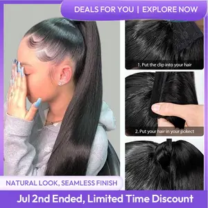 Asteria Hair Ponytail Style Human Hair Ponytail Extension Easy Clip-in Velcro Ponytail 250% Density #Summervibes
