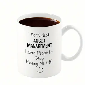 [Inspirational Quotes Coffee Mug] 1pc, 11oz, Inspirational Quotes Ceramic Coffee Mug |   I Don'T Need Anger Management I Need People to Stop Pissing Me Off Water Cups, Summer Winter Drinkware, Birthday Gifts, Holiday Gifts, Valentine's Day Gifts, New Year