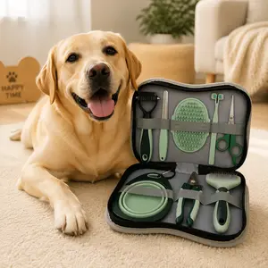 8-in-1 Pet Grooming Kit for Dogs & Cats, Portable Travel Grooming Tools Set for Home Use, Scissors Comb Nail Clipper Trimmer