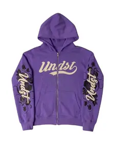 Women's Grey Graffiti Print Street Wear Oversized Casual College Punk Rock Zip-Up Sweatshirt, Autumn/Winter