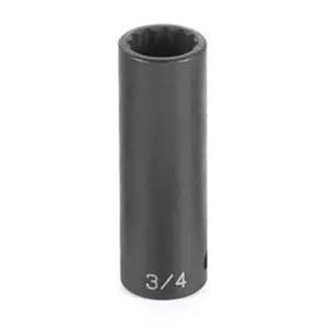 Grey Pneumatic Corp.  .50 in. Drive x 21mm 12 Point Deep, Impact Socket, High Torque Tool, Alloy Steel