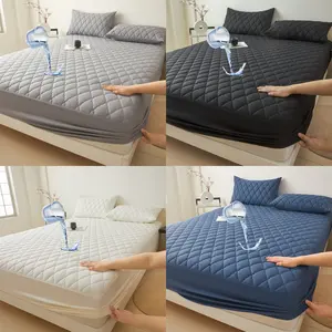 1 Piece Waterproof Mattress Protector, Fitted Sheet & Mattress Cover Set with Deep Pocket  Soft Noiseless Breathable Stain-Resistant Bed Cover, Machine Washable, Includes Pillowcases for Bedroom, Guest Room, Dorm, Kids, Pets, Elderly, Hotels