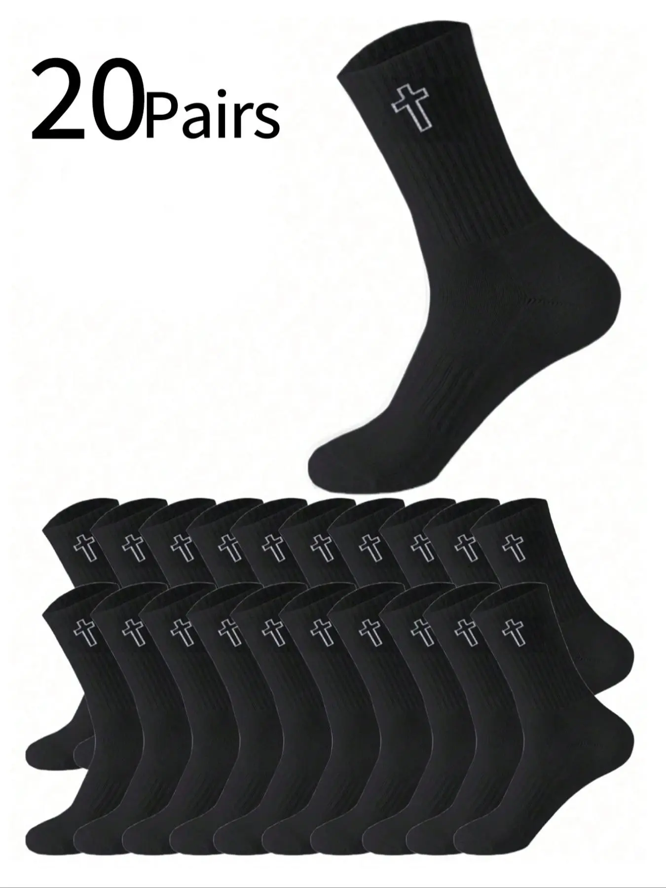 Men's Mid-Calf Athletic Crew Socks, Sports Socks, Workout Socks, Gym Socks, Cross Stitch Pattern, Elastic Soft Breathable Daily Wear, Comfortable Skin-Friendly, All-Season Sporty Style, Summer Socks