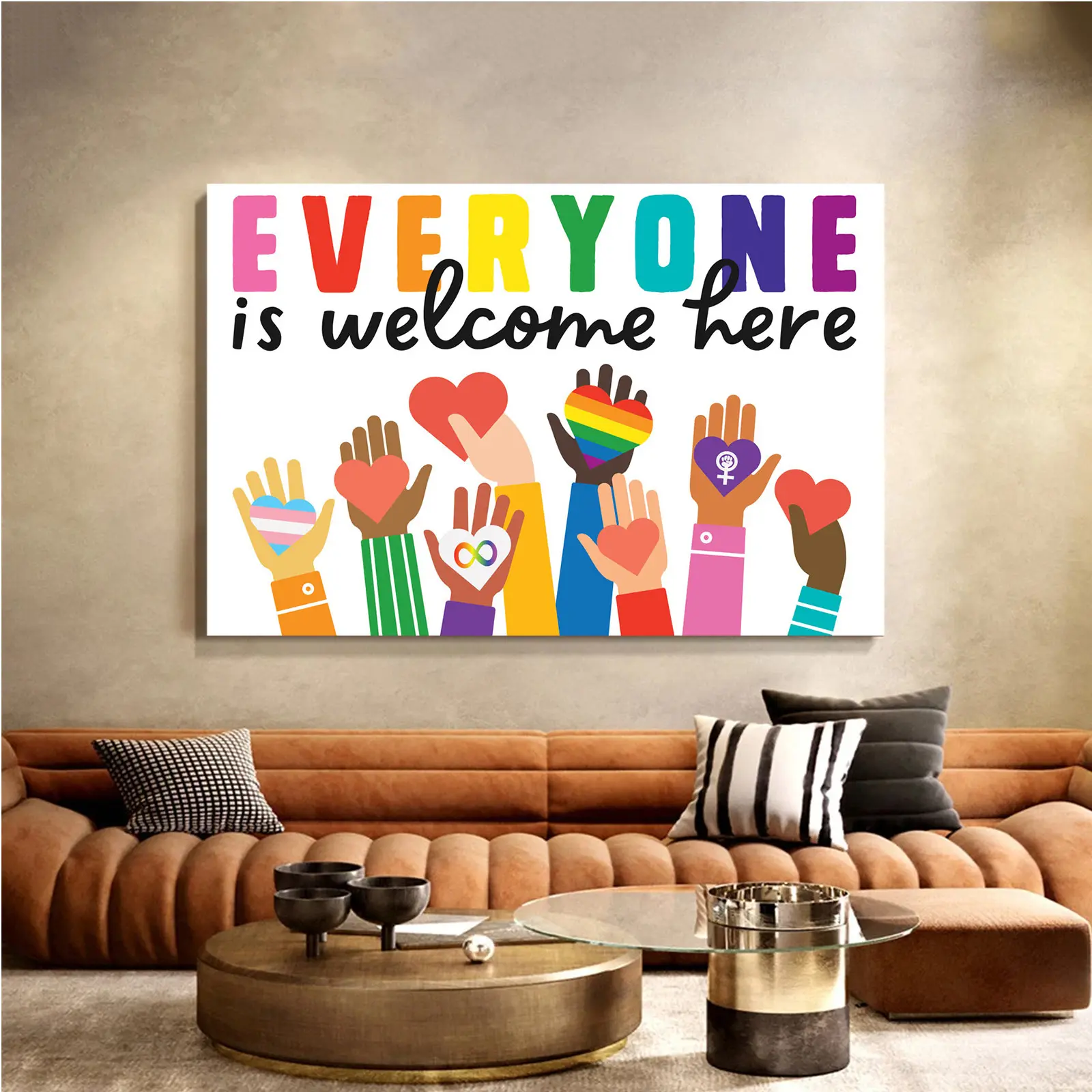 Equality Prints,Classroom Decor Teacher Diversity Wall Art Racism Print Girl Power Canvas Painting Inclusion Poster Kids Gay Everyone Is Welcome Here Print Funky Room Decor Indoor Decor for Home Offices Living Room Bedroom Dining Room farmhouse